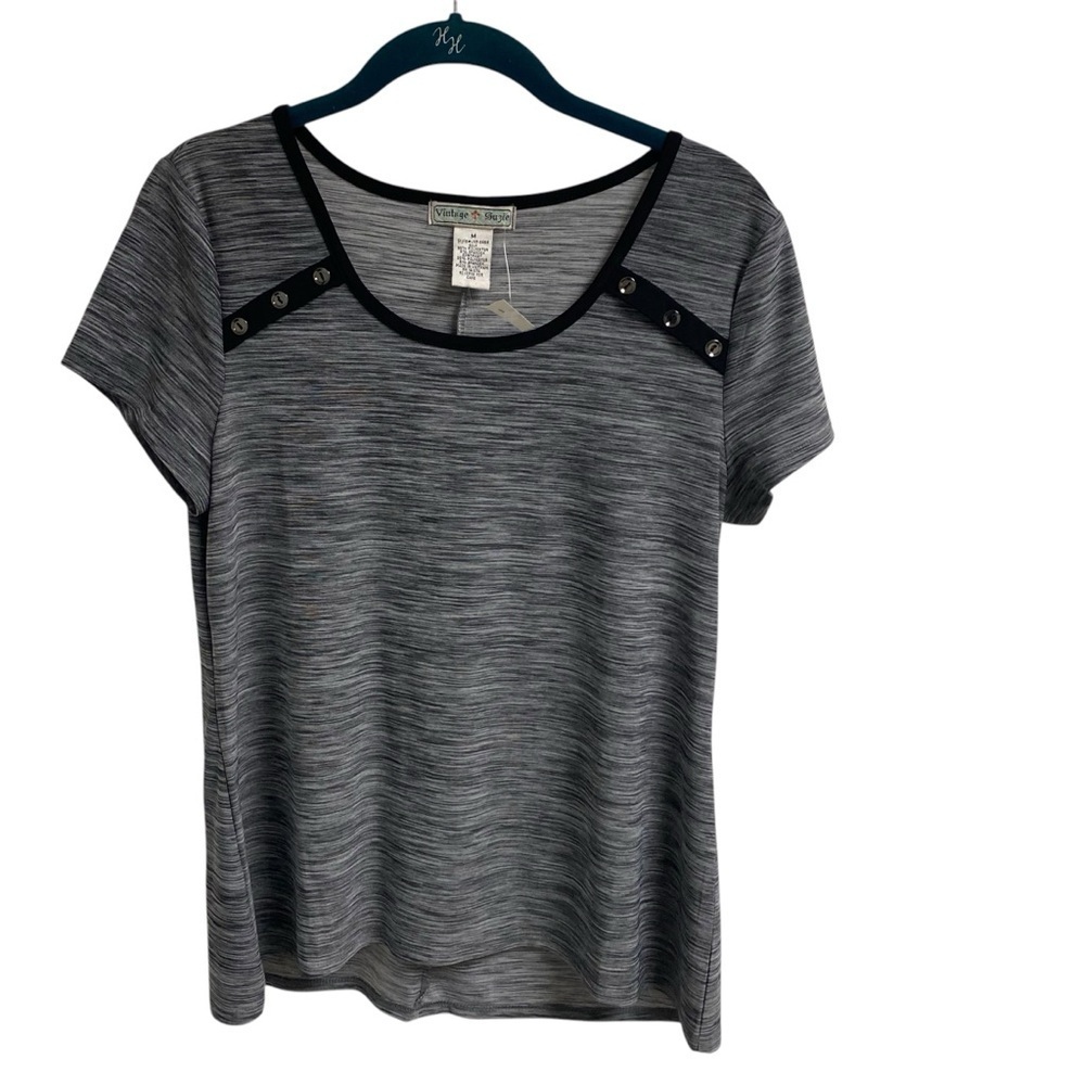 Vintage Suzie Pull On Casual Ladies Top Black Polyester Size‎ Medium NWT